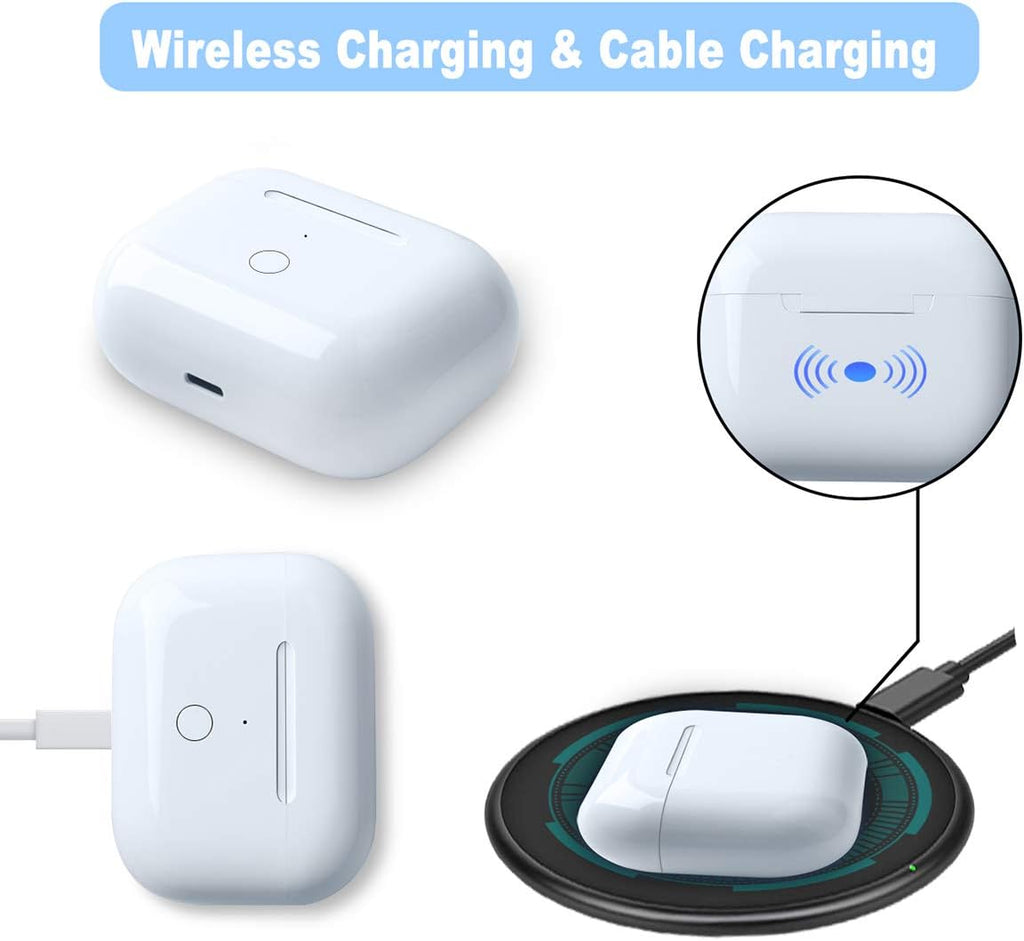 Wireless Charging Case Replacement Compatible with AirPod Pro 2nd & 1st Generation, Air Pod Pro 2 1 Charger Case with Bluetooth Pairing Sync Button,White